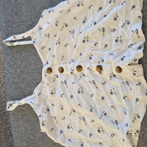 Hollister White and Blue Floral Tank Top